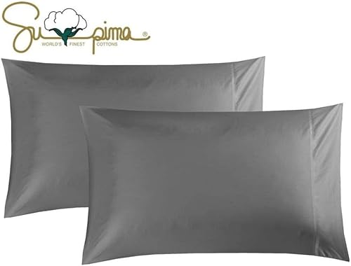 ELINEN Juego de 4 fundas de almohada 100 % algodón Supima de 600 hilos tamaño Queen, fundas de almohada de hotel de lujo, tejido de satén suave y