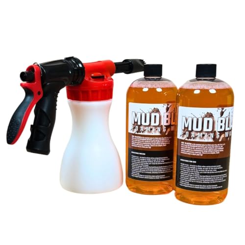 Rugged Restore Mud Blaster Foaming Car Wash Soap ((2) 32oz Bottles + Garden Hose Foam Cannon)