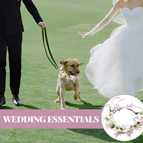 Hunde Hochzeits Blumenhalsband, Hunde Hochzeitshalsband Blumenhalsband Hund Hochzeit Weibliches Welpenhalsband mit Blumenaccessoire mit Hundeleine für Mittelgroße Hunde Haustiere Foto-Requisite