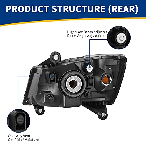 Autosaver88 Headlight Assembly Compatible With 2008-2010 Dodge Grand Caravan Chrome Housing Amber Reflector Clear Lens #TOP2