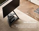 FITUEYES Narożny stojak na telewizor na kółkach z 2 półkami na 32 43 55 65 cali podłogowy stojak na telewizor artystyczny kąt ± 15° regulowana wysokość 946-1076,5 mm maks. obciążenie 40 kg do domu,