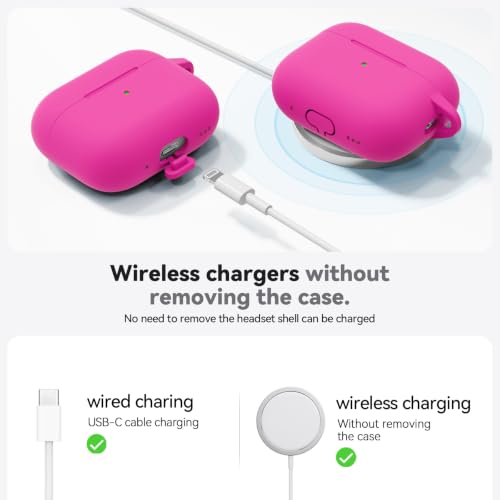 Image of Ljusmicker for AirPods Pro 3 Case 2025 with Cleaner Kit,Soft Silicone Protective Cover for Apple AirPods Pro 3rd Generation Cases for Women Men,for AirPod Pro 3 Cover with Keychain-Hot Pink