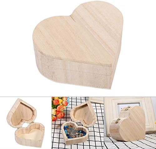 Vikye Heart-shaped Wooden Box, New Lovely Wooden Heart-shaped Jewelry Storage Box Packaging Carrying Case Craft Decoration Hot for Packaging Jewelry, Small Gifts