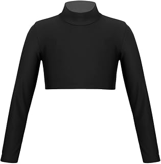 Kids Girls Classic Hip Hop Jazz Dance Crop Top Long Sleeve Sports Fitness Gymnastics Shirt Cheerleading Dancewear