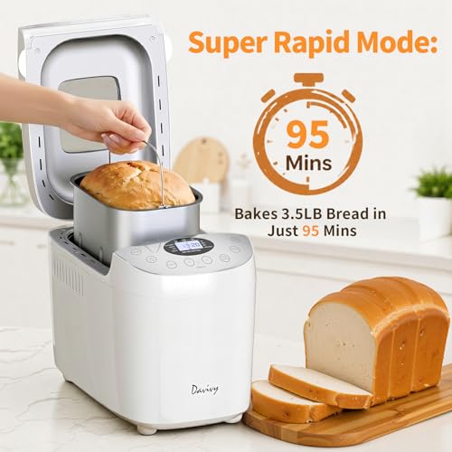 Davivy Bread Maker Machine with 2 Dough Kneading Paddles,15-in-1 Automatic Large Capacity Bread Machine Nonstick Bowl For Bread, Jam& Yogurt, 3 Loaf Sizes and 3 Crust Settings by Davivy - Image 3