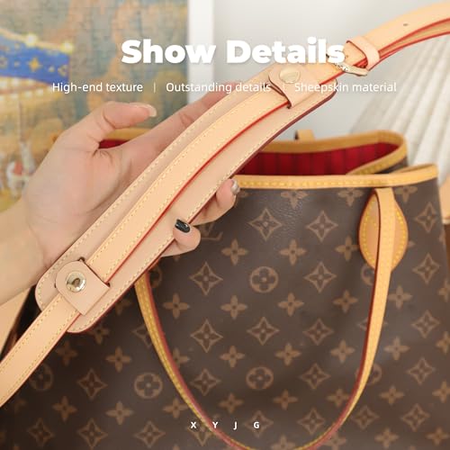 Image of Lambskin Leather Shoulder Strap Pad for Designer Trendy Bags,Detachable Replacement Pressure Relief Cover for Women Tote Bag Handbag Purse Backpack【Beige,Gold Studs】