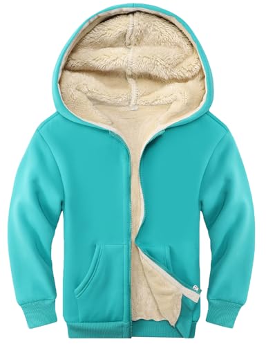 Image of Kids Sherpa Lined Zip Up Hoodie Winter Warm Fleece Jacket 4-15Y