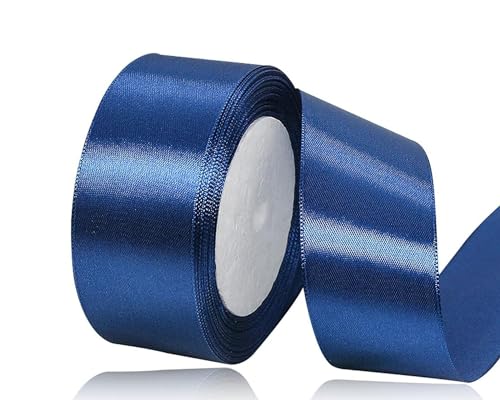 Cinta de Raso Azul Marino 40mm, 22Metros Cinta de Satén para Envolver regalos, Manualidades, Globos, Ramo de Novia, Cinta de Tela para Decoración de Recuerdos de Boda