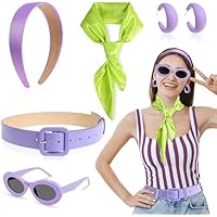 Accesorios de Disfraz Hippie para Mujer, Diadema Morada Bufanda