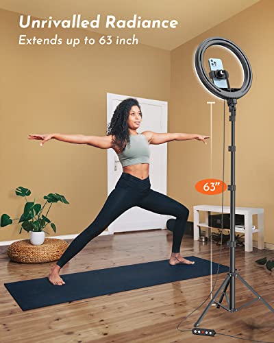 Kaiess 12'' Selfie Ring Light With 63'' Tripod Stand And 2 Phone Holders, For Live Stream/Makeup, Upgraded Dimmable Led Ringlight For Tiktok/Youtube/Zoom Meeting/Photography #TOP4