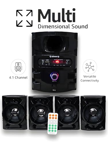 Image of Home Theatre System 4.1 with 5-inch Subwoofer, Four Satellite Speakers Best Sound Quality, with Multi-Connectivity, LED Display, Glossy Finish