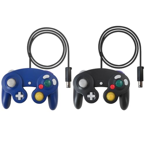 Artmavin 2 Pack for GameCube Style Controller for Wii/NGC | Enhanced Analog Stick | Vibration Feedback - Black and Blue