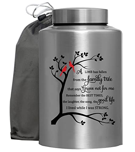 Cremation Urn for Ashes Large Urn for Human Ashes Memory Decorative Funeral Burial Urn Keepsake for Male Female Ashes with Velvet Bag up to 220 lbs (Silver, Large, Tree of Life -2)