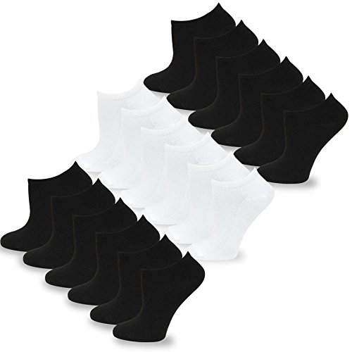 Bulk Socks for Women 9-11 Fashion Vintage Lowcut Ankle Socks 18 Pairs (Black-white)