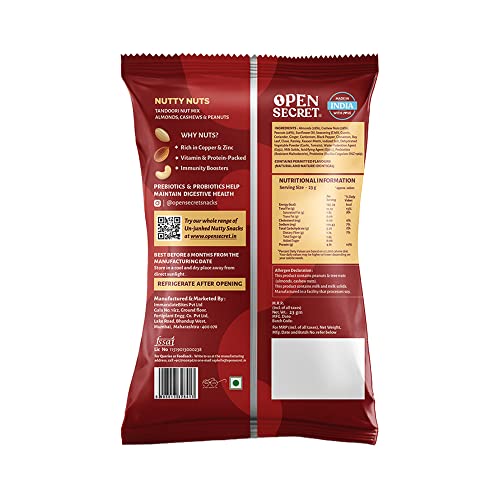 Image of Open Secret 100% Natural and Premium Healthy Tandoori Mix Dry Fruits and Nuts | Healthy for Every Occasion Fresh and Healthy Dry Fruits Cashew Almond - Pack of 1 (23g)