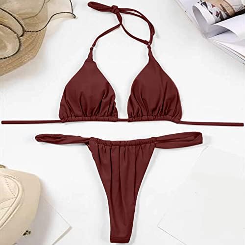 LA ORCHID dames tweedelig badpak, push-up badmode, buikweg, tankini-set met raffels, hoge taille, tankini, strandkleding, hotpants, 48