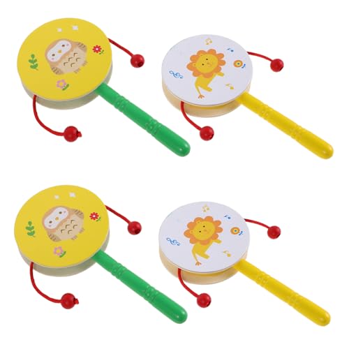 Beaupretty 4stücke Holzrasseltrommeln für Junge Mädchen Traditionelle Affentrommeln aus Holz Handrasseltrommeln als Musikalisches Babyspielzeug Geeignet für Kleinkinder und Familienfeste