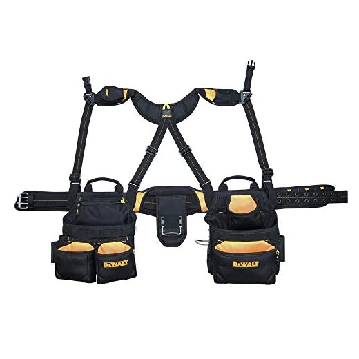 DEWALT DG5617 20-Pocket Pro Framer's Combo Apron Tool Belt and Yoke-style Suspenders Black