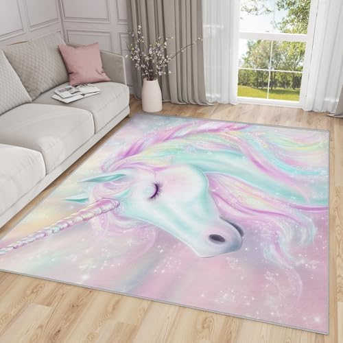 Unicorn Rugs for Bedroom - 4x5ft - Rainbow Dreamy Animal Kids Gir...