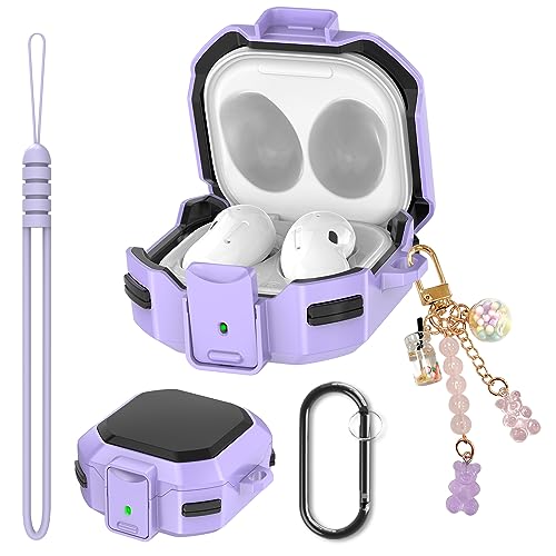 Ekoonpft Case for Samsung Galaxy Buds 2 Pro/Buds Pro/Buds Live/Buds 2/Galaxy Buds FE (2023),Pruple Cover with Anti-Drop Lock, Cute Candy Charm for Women