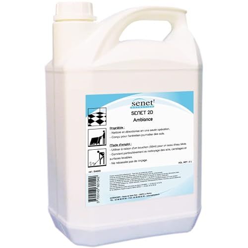 senet - Produits et accessoires de nettoyage - Produit ménager entretien maison - Nettoyeur Sol - Nettoyant Sol - Détergent surodorant SENET 2D - Bidon 5 Litres - Parfum Ambiance