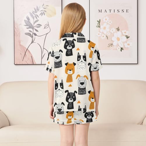 ALAZA Funny Cute Pug Dog Pajamas Satin Pajama Set Short Sleeve Button Down Sleepwear4