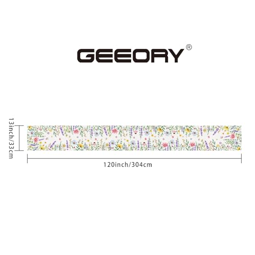 GEEORY Spring Table Runner 13 x 120 Inch, Floral Wildflowers Decorative Rustic Farmhouse Table Decoration for Kitchen Dinning, Indoor Outdoor Dinner Party Decor GT149-120 by GEEORY - Image 6