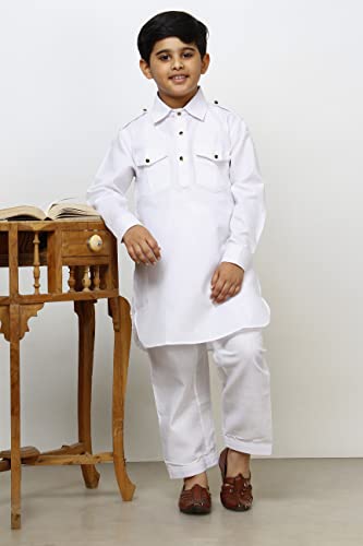 Image of Pro-Ethic Style Developer Kids Ethnic Wear Cotton Pathani Suit for Boys|Plain Kurta Pajama