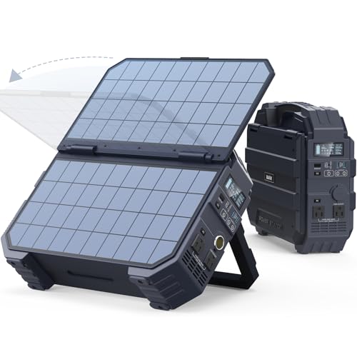 BLAVOR Portable Power Station 1600W (Peak 3200W), Built-in Solar Panel, 1024Wh LiFePO4 Battery, 100W...