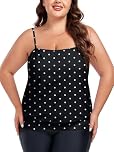 Ocean Blues Women's Black Polka Dot Plus Size Bandeau Tankini Top Loose-Fitting Swimsuit No Bottom Size X-Large