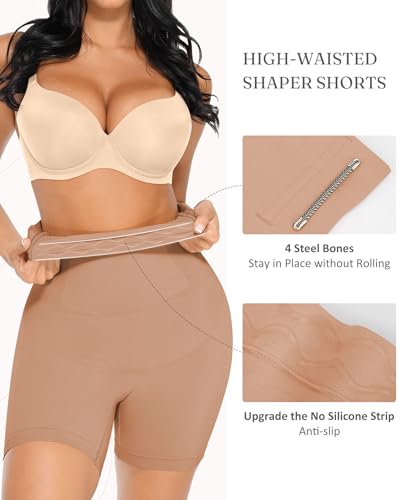 Image of FeelinGirl Tummy Control Shapewear Shorts Body Shaper for Women High-Waisted Thigh Slimming