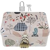 minkissy Caja Metálica Decorativa Cerradura y Llave, Caja de Hojalata Multifuncional para Oficina y Fiestas, Organizador Tapa