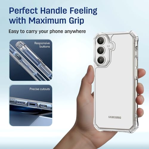 Image of AIBEX Ultra Strong Transparent Back Cover for Samsung Galaxy S24 FE | Crystal Clear Hard Case | Shockproof Military-Grade Drop Protection | Anti-Yellowing TPU Bumper | Scratch-Resistant PC Back