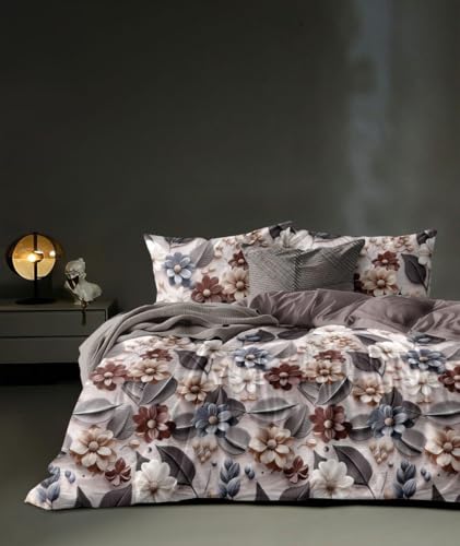 Image of Home 7D Print Fast Colour 210TC Cotton Bedsheet with Pillow Cover for Double Bed, King Size (Multicolor: 19)