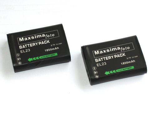 Maxsimafoto - 2x (twin pack) Compatible Lithium ion Battery ENEL23, EN-EL23 for NIKON P900 P610 P600
