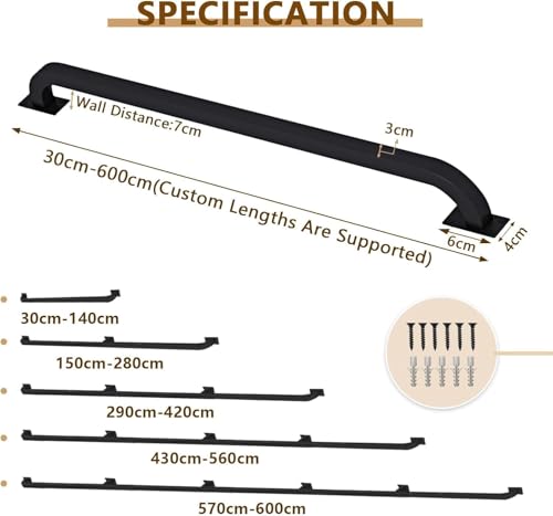 Rambarde d'escalier murale noire mate pour solution de sécurité - 8