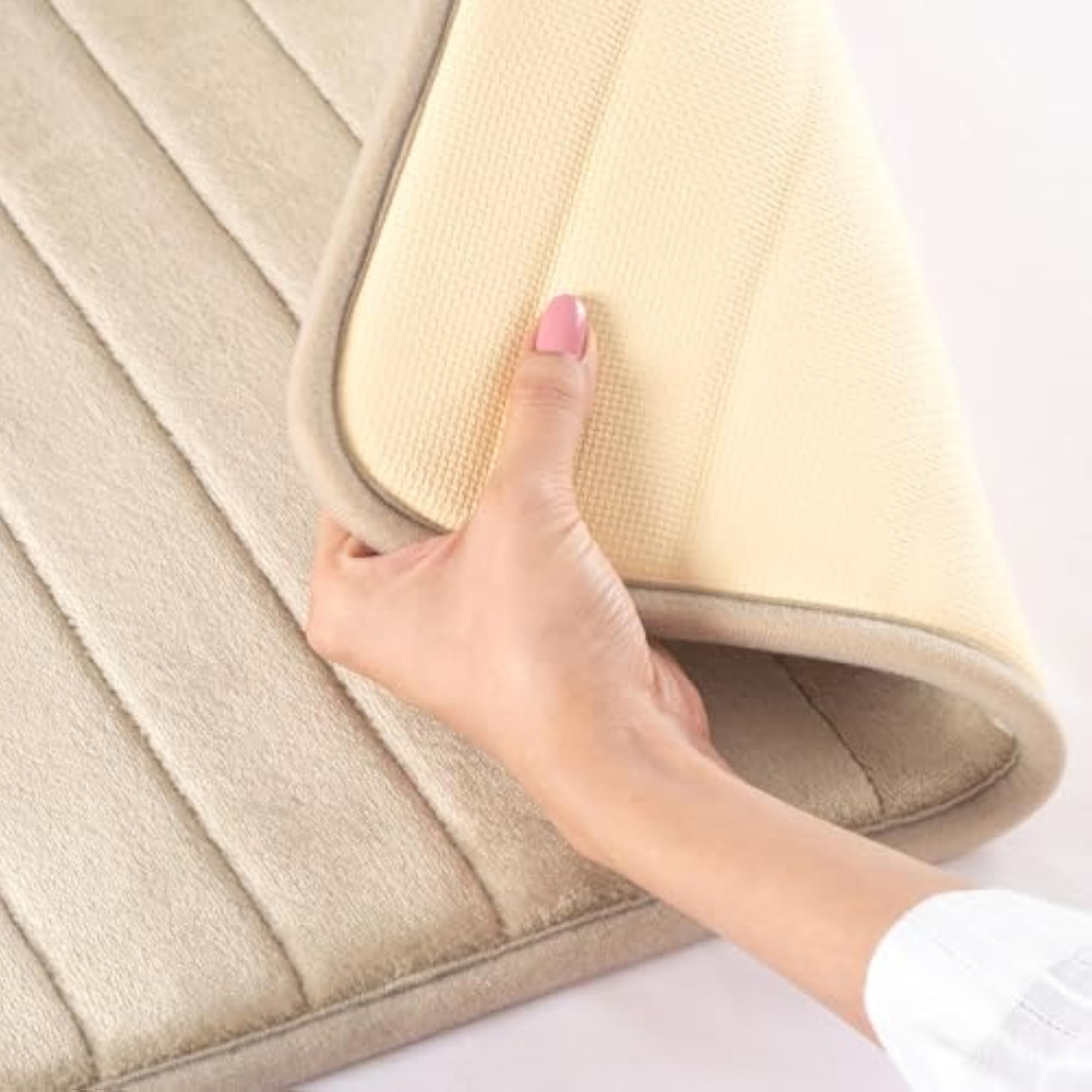 Memory Foam Bath Carpets, Dark Beige, Anti-Skid