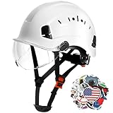 AOLAMEGS Construction Safety Hard Hat with Visor-ANSI Z89.1 OSHA Approved Construction Safety Helmet,Vented White Hard Hats with Chin Straps for Men Women Adults for Outdoor Indoor Industrial Workwear