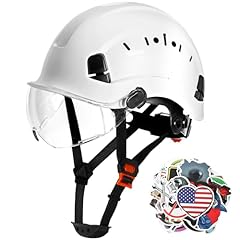 A White hardhats with Clear Visor
