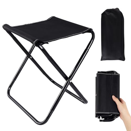 Trukafie Taburete Plegable, Taburete Plegable Portatil Camping con Bolsa de Almacenamiento para Viajes, Senderismo, Pesca, Subway, Playa, Jardín, Barbacoa