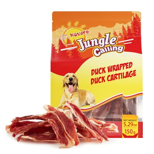 Jungle Calling 21 Count Duck Wrapped Bones Dog Treats Made with Real Meat & Cartilage Rawhide Free Dogs Snacks Healthy Easily Digestible and High Protein Chews Bone Treat