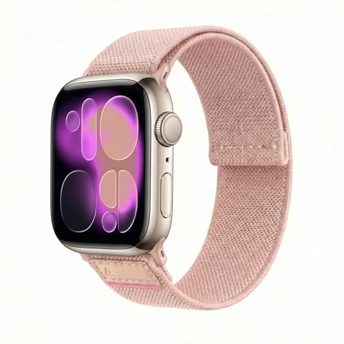 elkson Vela Elastic Sports Band Nylon, compatible with Watch Series 11 10 42mm, 9 8 7 41mm, SE3 40mm - Pink