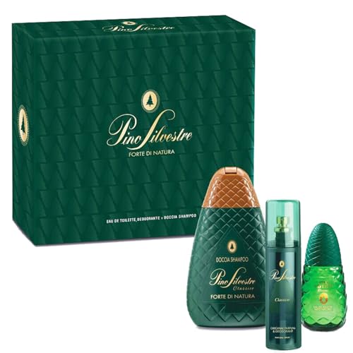Pino Silvestre Confezione Regalo Uomo - Profumo Eau de Perfum 75 Ml, Deodorante Profumato 100 Ml, Bagnoschiuma 300 Ml