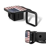 leediga 1 PC Car Trailer Hitch Cover, 3.1' x 3' TPU American Flag Plug Trailer Protector Decorative Dustproof Base Cover, 2' Square Mouth Receiver Tube Fitting, Compatible with Most Car Models (Red)