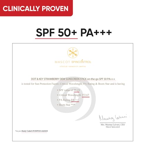 DOT & KEY Strawberry Dew Spf 50 Sunscreen Stick On-The-Go Spf 50 Pa+++, Broad Spectrum, Uva/Uvb Rays Protection With Hyaluronic & Ceramide For... - Image 3