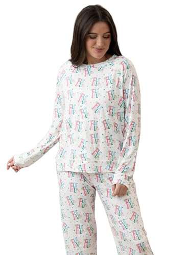Mary Square Polyester Blend Women's Festive Christmas Holiday Buttery Soft Pajama Pant Set2