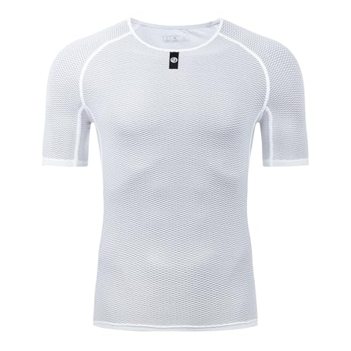 Cycling Base Layer Men Short Sleeves Cycling Undershirt Men's Sweat Cycling Jerseys Quick Dry Bicycle Undershirt White Mesh Bike Base Layer