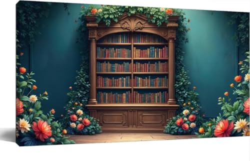 20x40 Frame Large Canvas Painting Wall Art Ornate wooden bookshelf