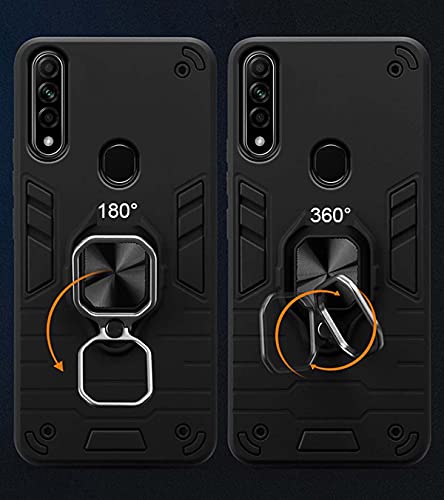 Image of Pikkme D5 Tough Armor Bumper Back Cover Case for Oppo A31 |Ring Holder & Kickstand in-Built (Black)