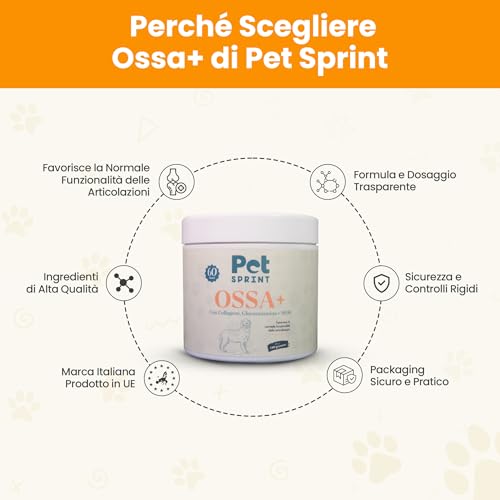 Pet Sprint Integratore Articolazioni Per Cani Ossa Più – Collagene, Glucosammina, Msm, Condroitina & Acido Ialuronico – Marchio Italiano - 3